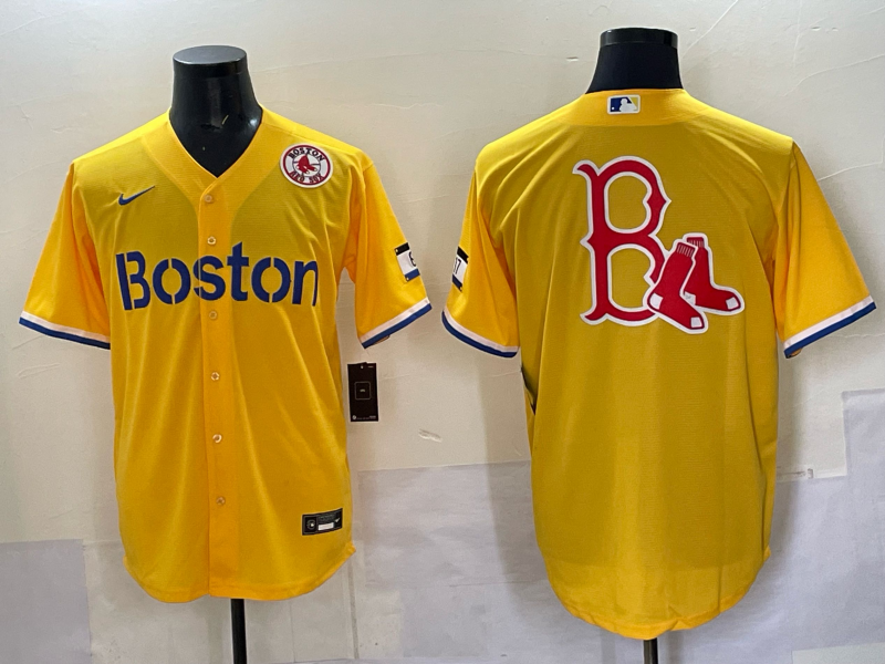 Men Boston Red Sox blank  yellow 2025 Nike MLB Jersey 01->boston red sox->MLB Jersey